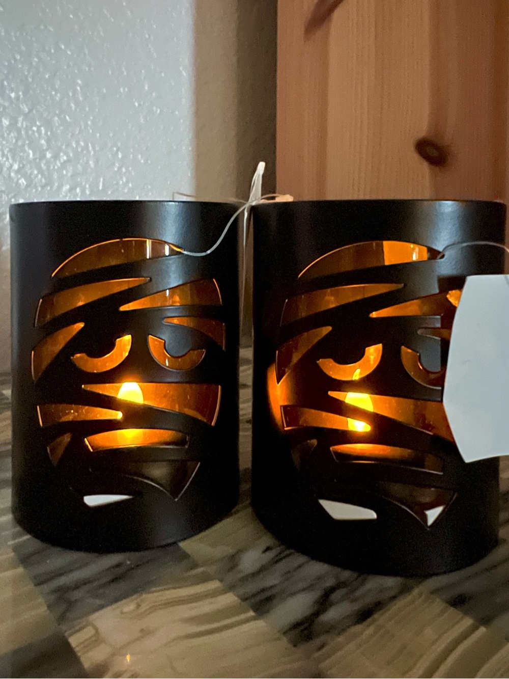 NEW! (2) IKEA Halloween Mummy Candle Holders